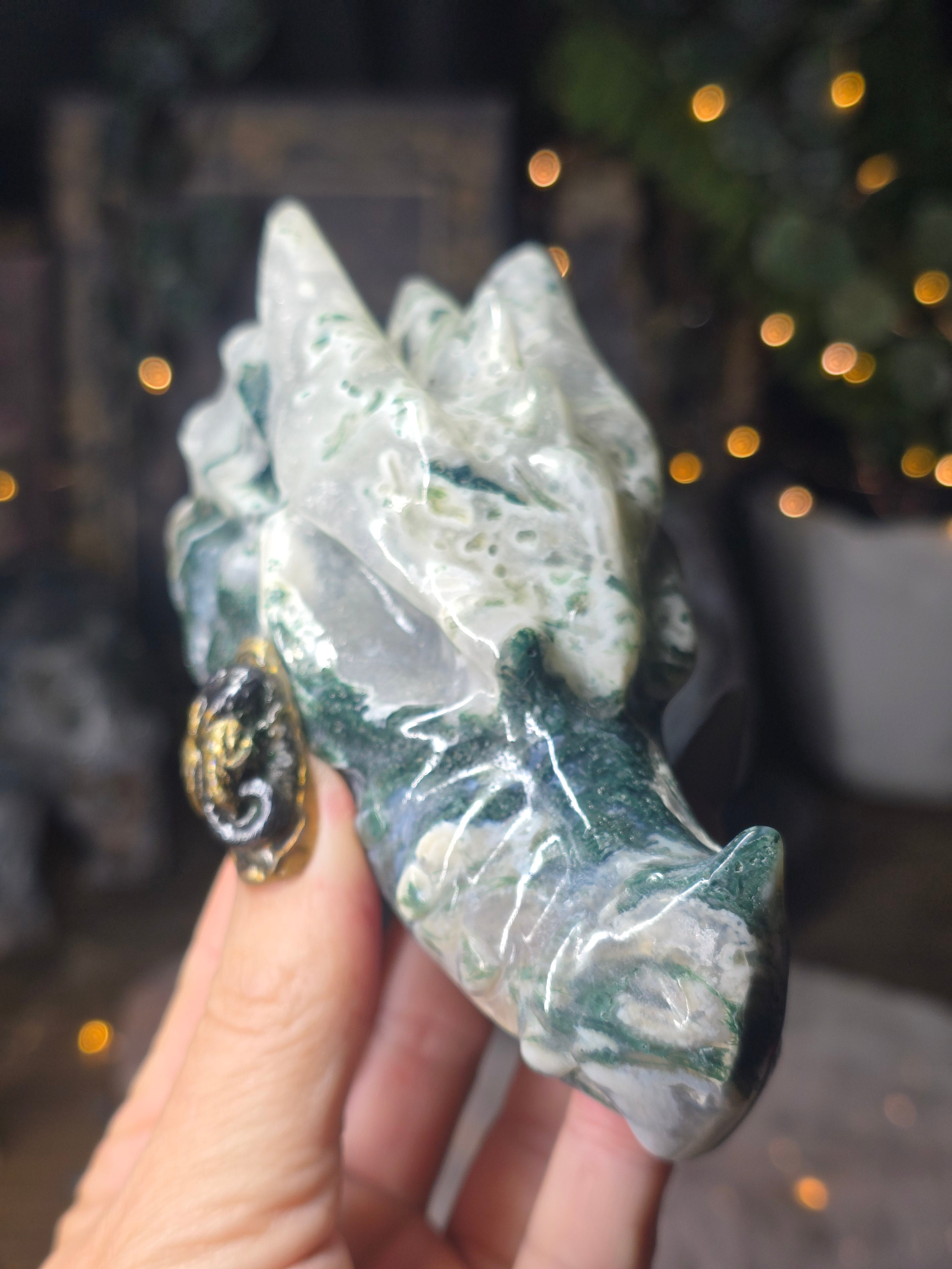 Moss Agate Dragon Head