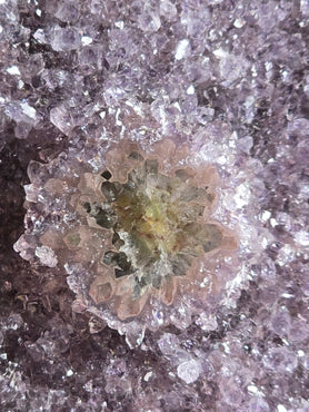 Rare Rainbow Amethyst Cluster With Polished Stalactite Flower