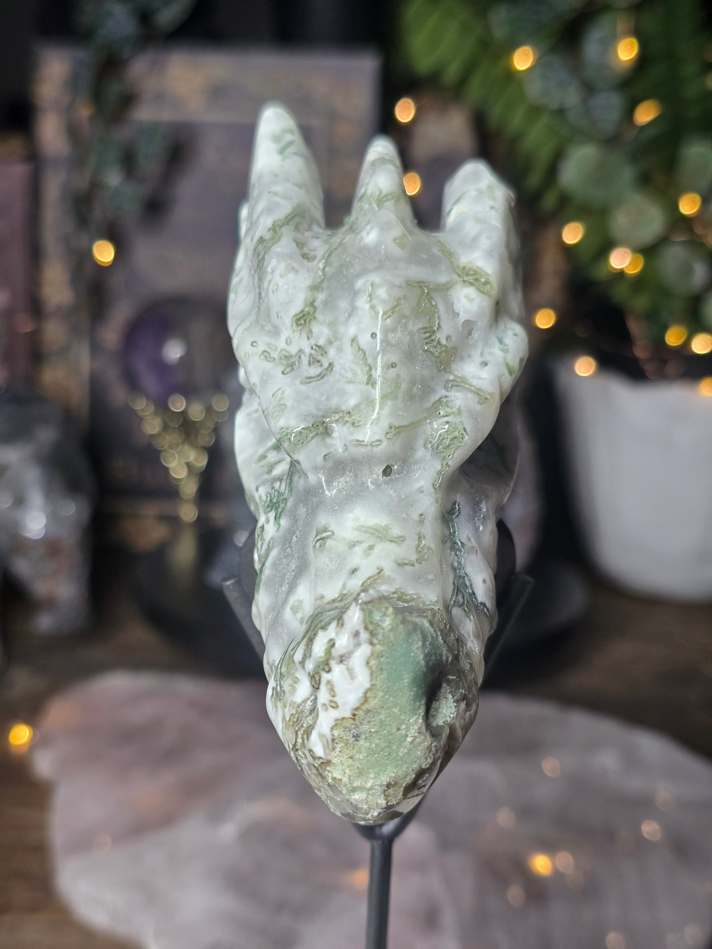 Moss Agate Dragon Head #2