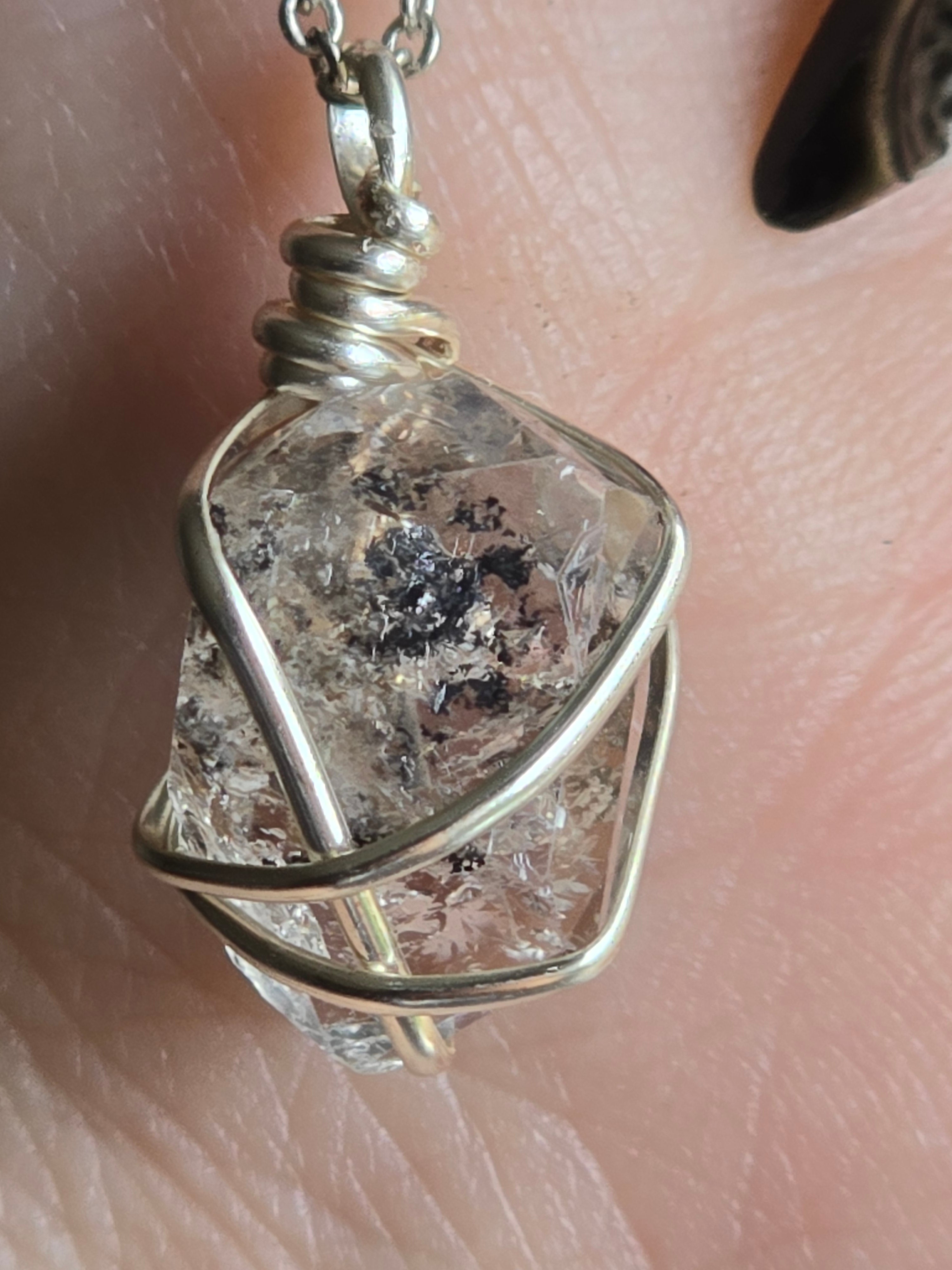 Pakimer Diamond Necklace with black inclusions