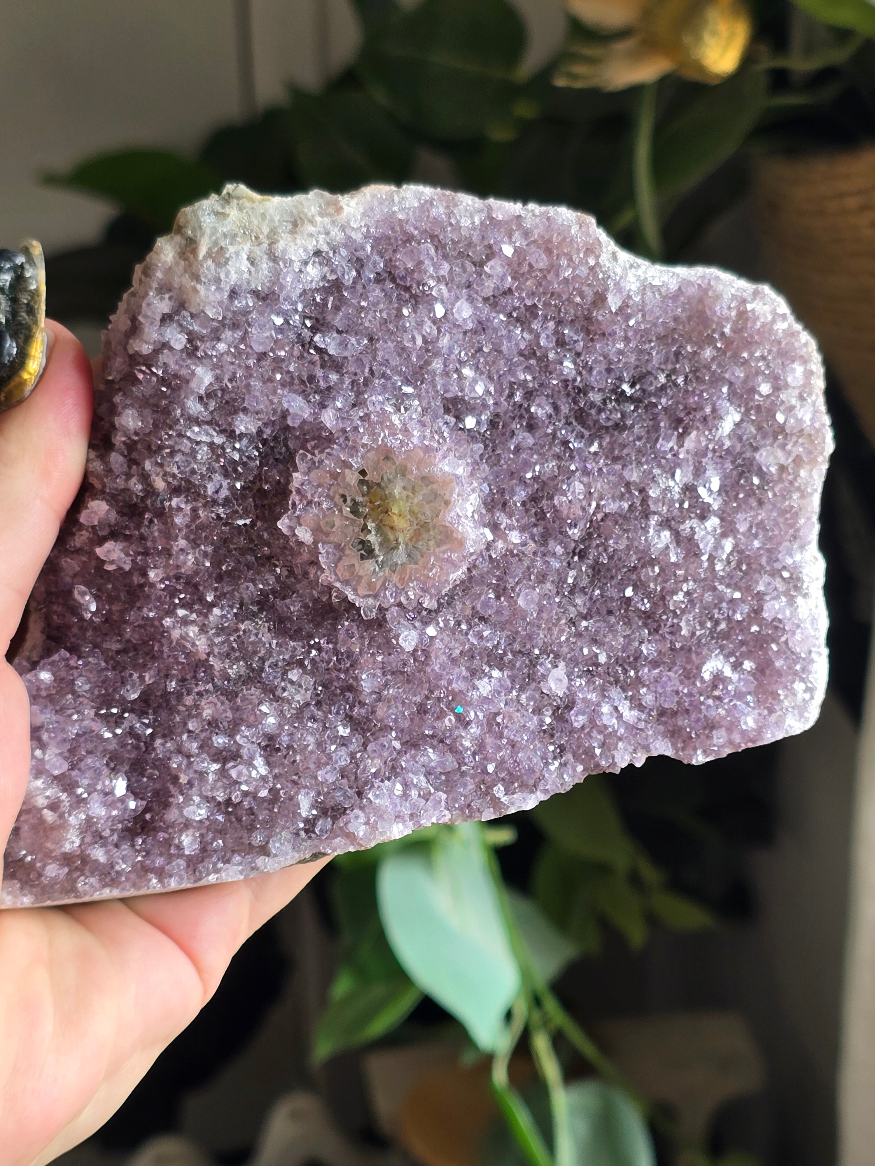 Rare Rainbow Amethyst Cluster With Polished Stalactite Flower