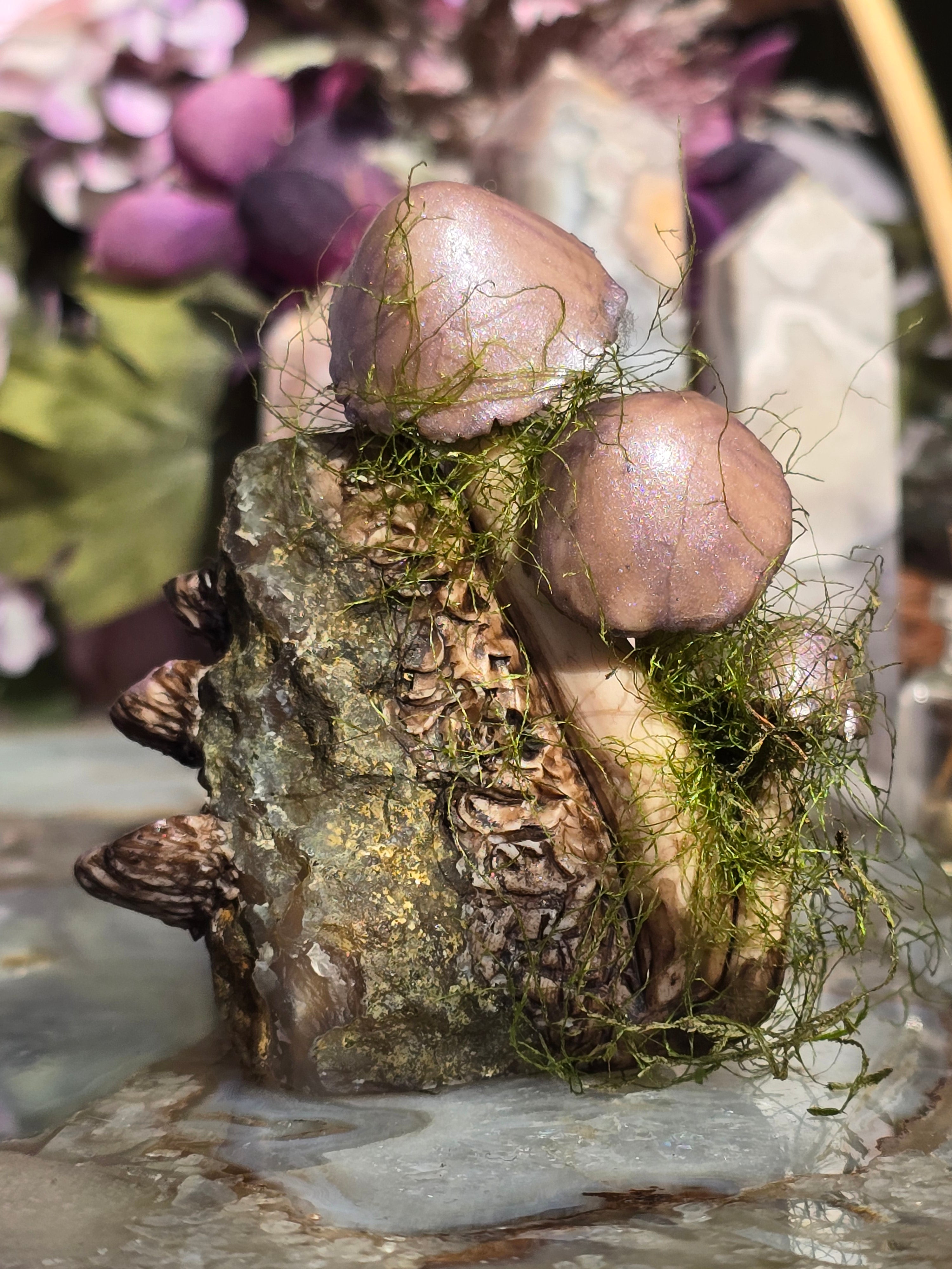 Rainbow Amethyst Mushroom Sculpture