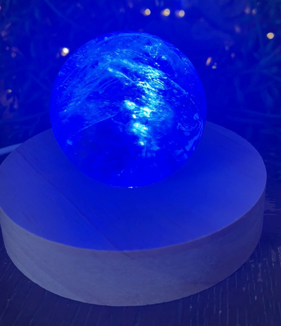 Large Colour Changing Crystal Sphere Holder | Wooden USB Light | Light Base